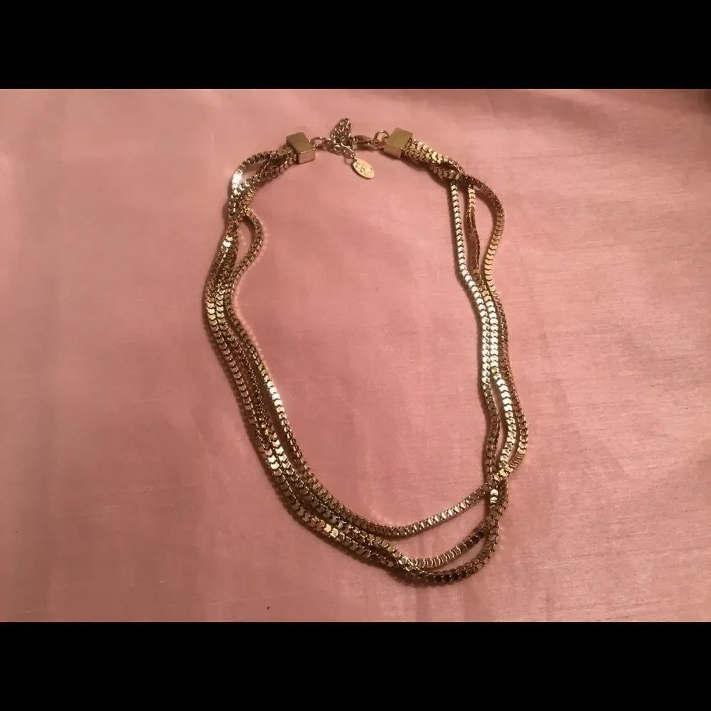 Three Strand Goldtone Box Chain Necklace - Picture 4 of 4